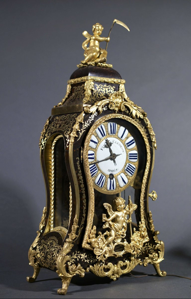 Cartel d'Alcova XVIII secolo epoca Reggenza in Marqueterie Boulle -photo-3