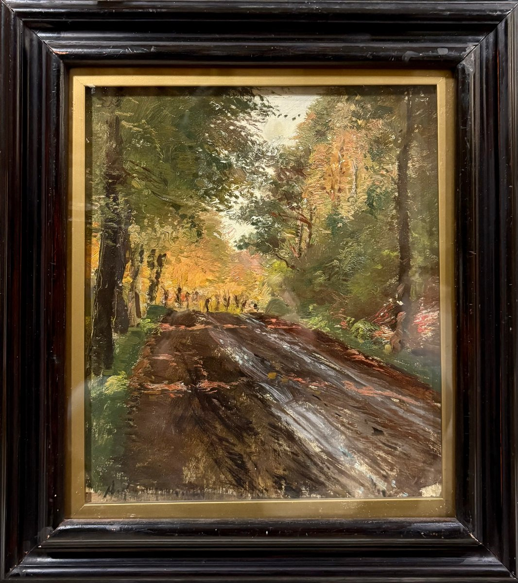 Campriani Alceste (1848-1933) Scuola di Resina  "Paesaggio boschivo" -photo-3