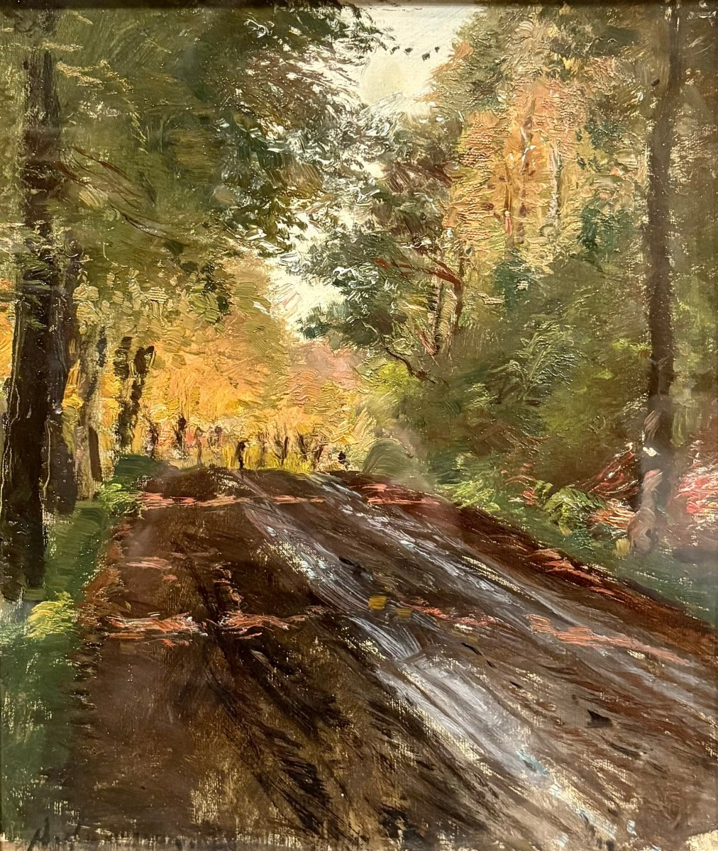 Campriani Alceste (1848-1933) Scuola di Resina  "Paesaggio boschivo" 