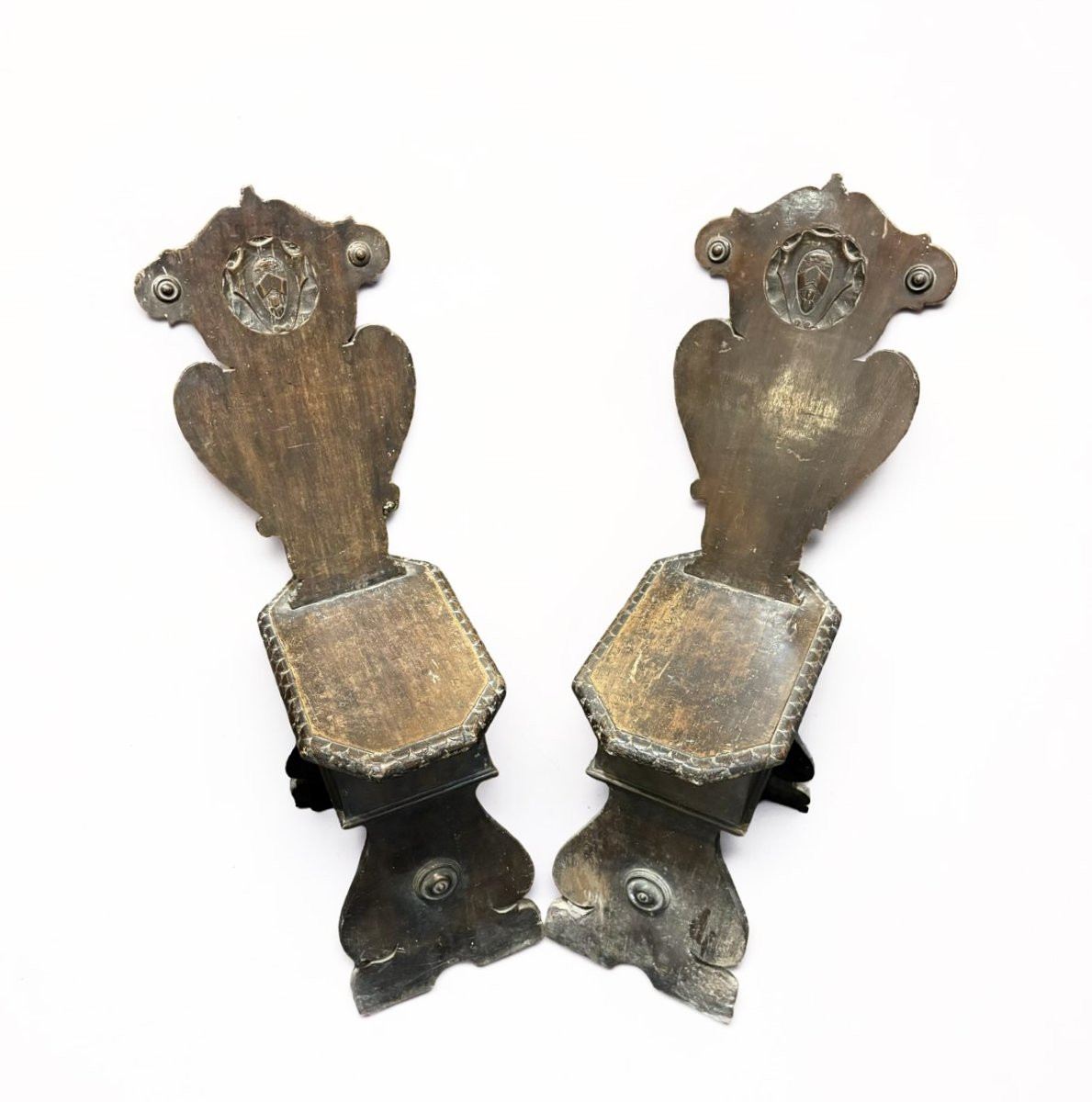 Coppia di Sedie Rinascimentali o Scranni con Stemma -photo-2