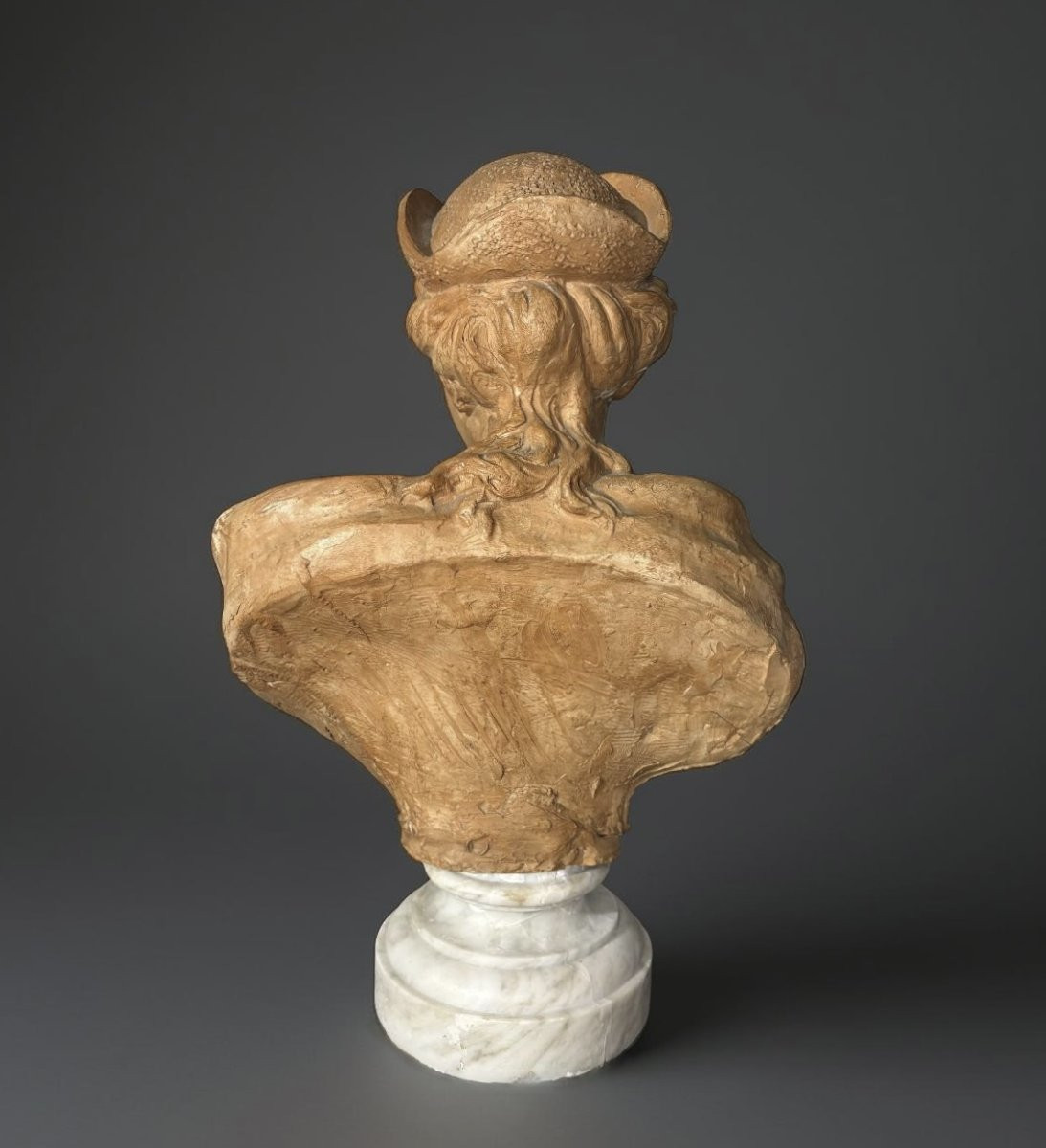 Busto in Terracotta Ritratto di Dama col Tricorno  XVIII secolo-photo-2