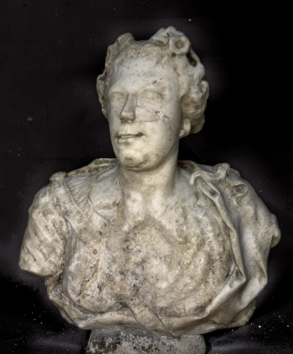 Orazio Marinali (1643-1720) Busto di Flora in Marmo-photo-1