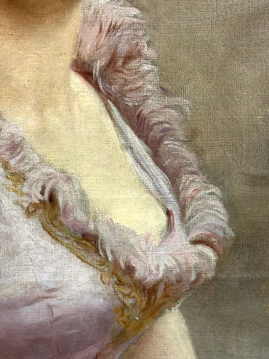 Gaston CHARPENTIER-BOSIO (1858-1923) Grande "Ritratto di Ragazza con ventaglio" -photo-4