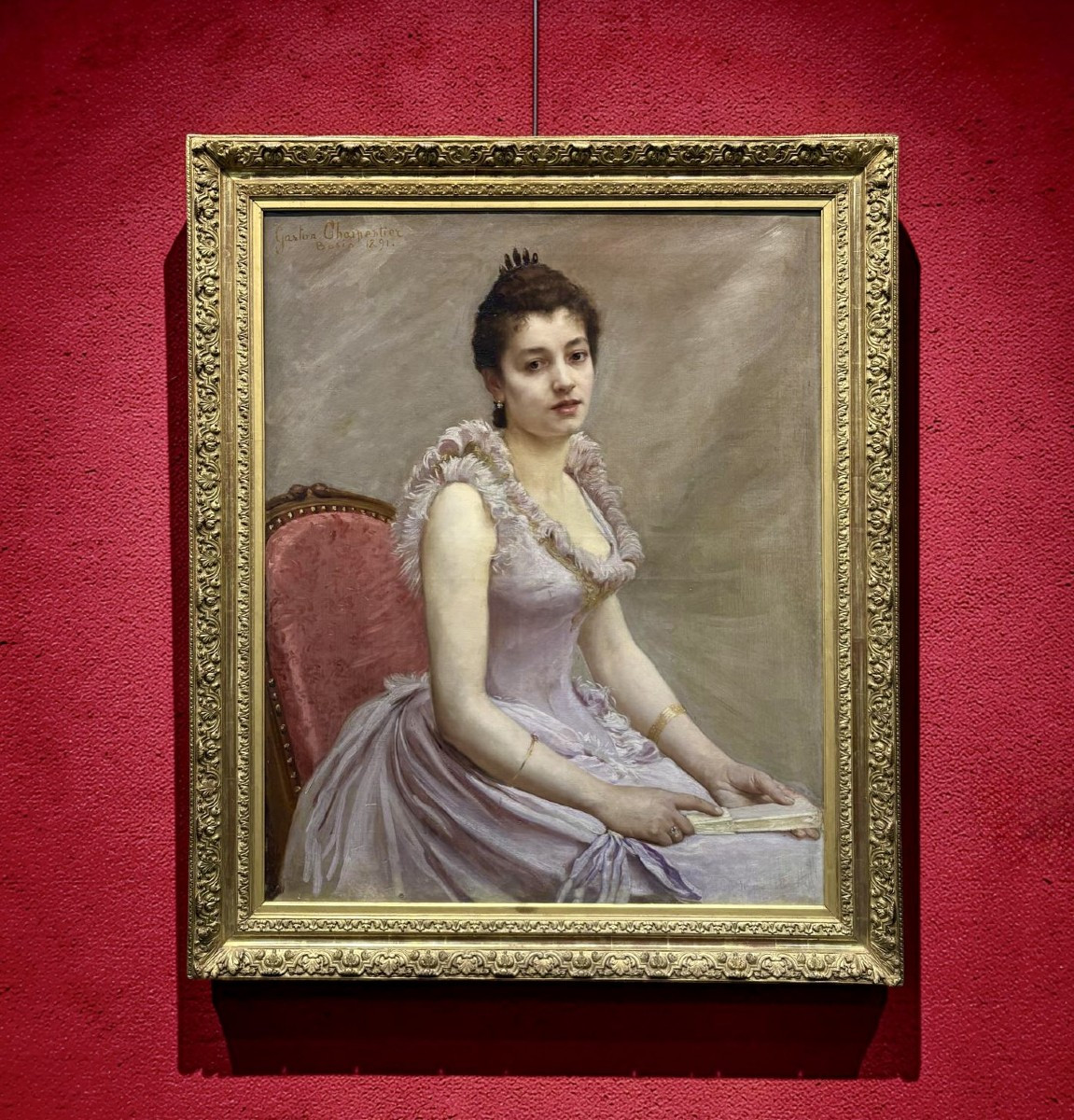 Gaston CHARPENTIER-BOSIO (1858-1923) Grande "Ritratto di Ragazza con ventaglio" 