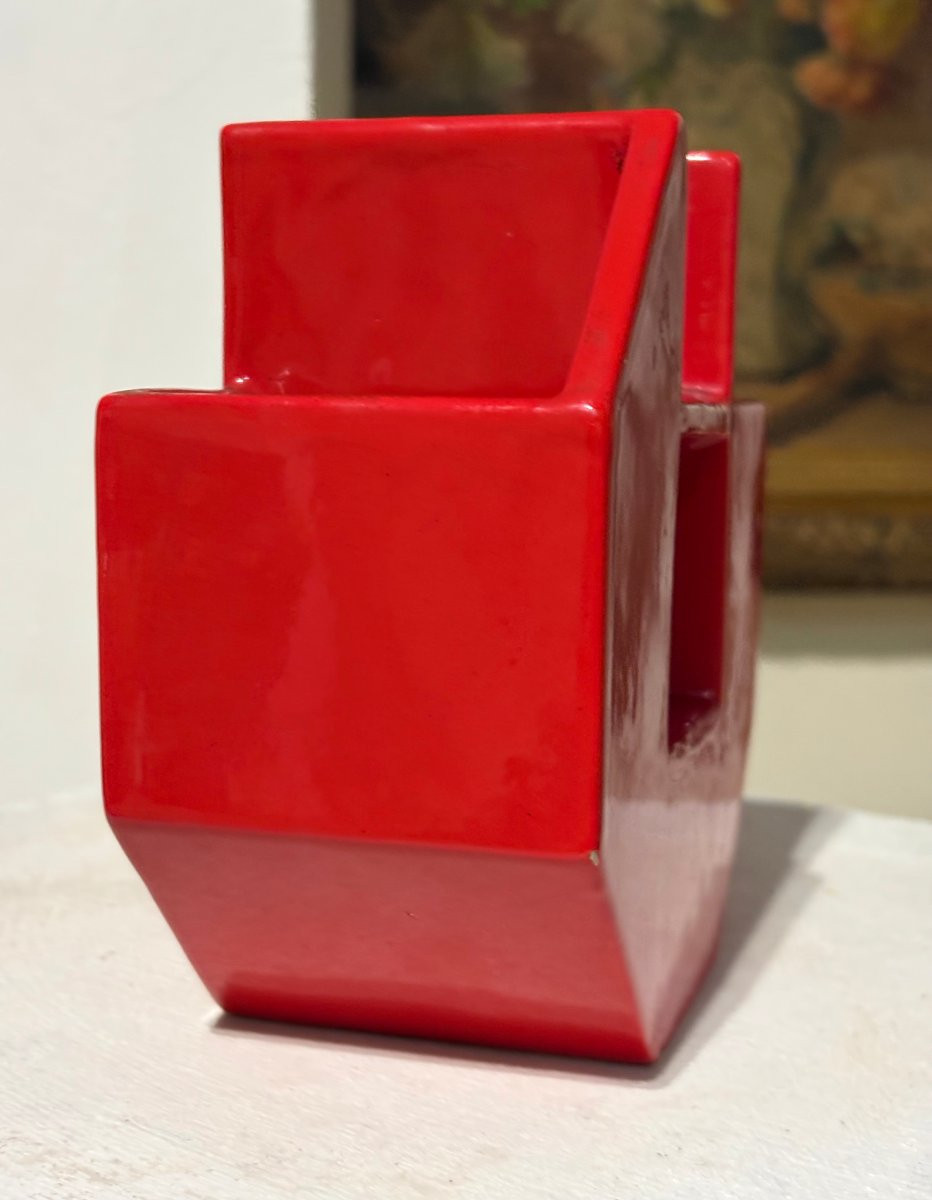 Petucco e Tolio nello stile di Sottsass Vaso Geometrico Ceramica anni 70-photo-2