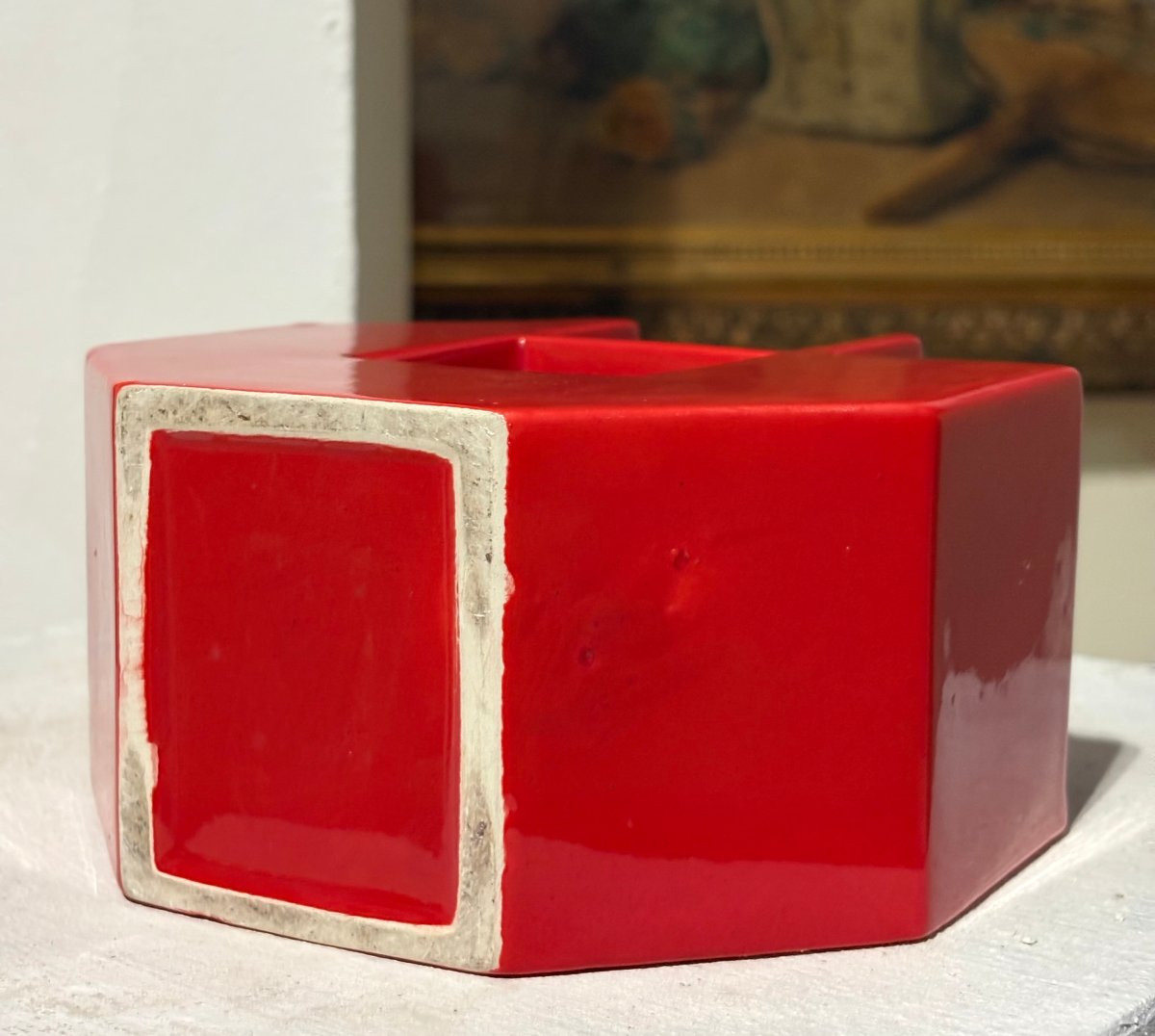 Petucco e Tolio nello stile di Sottsass Vaso Geometrico Ceramica anni 70-photo-3