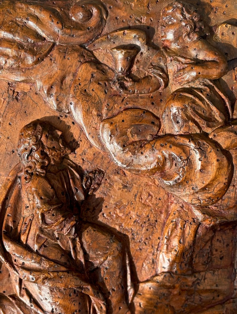 Grande Bassorilievo in Noce Scolpito "L'orto di Getsemani" Veneto XVII secolo-photo-6