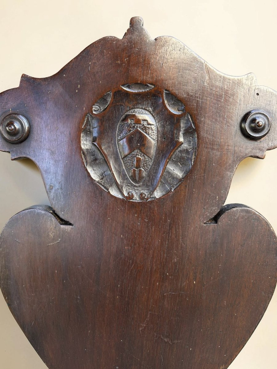 Coppia di Sedie Rinascimentali o Scranni con Stemma -photo-3