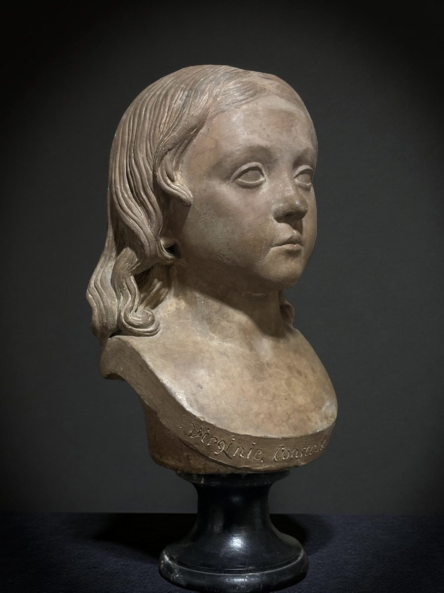 Busto Impero in Terracotta Ritratto di Bambina Virginie- Constance Lemercier-photo-2