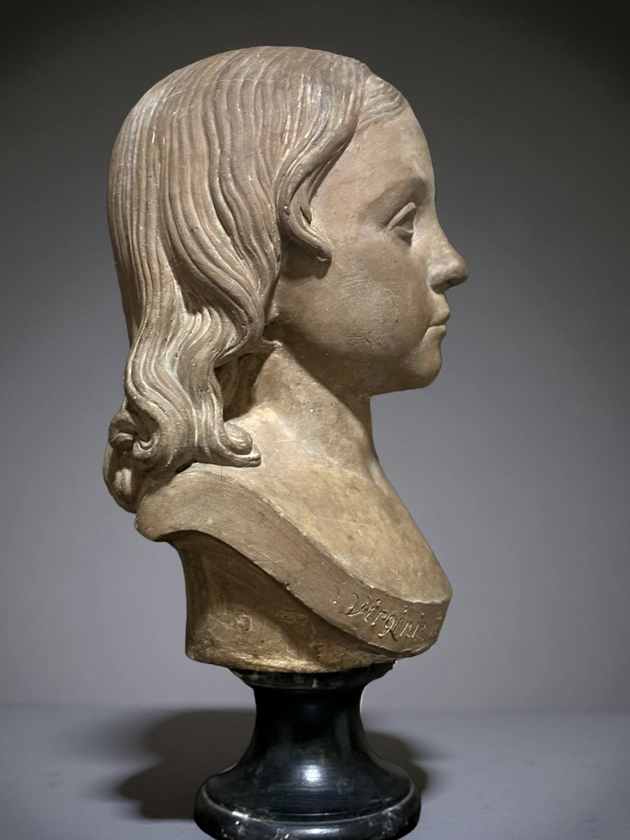 Busto Impero in Terracotta Ritratto di Bambina Virginie- Constance Lemercier-photo-3