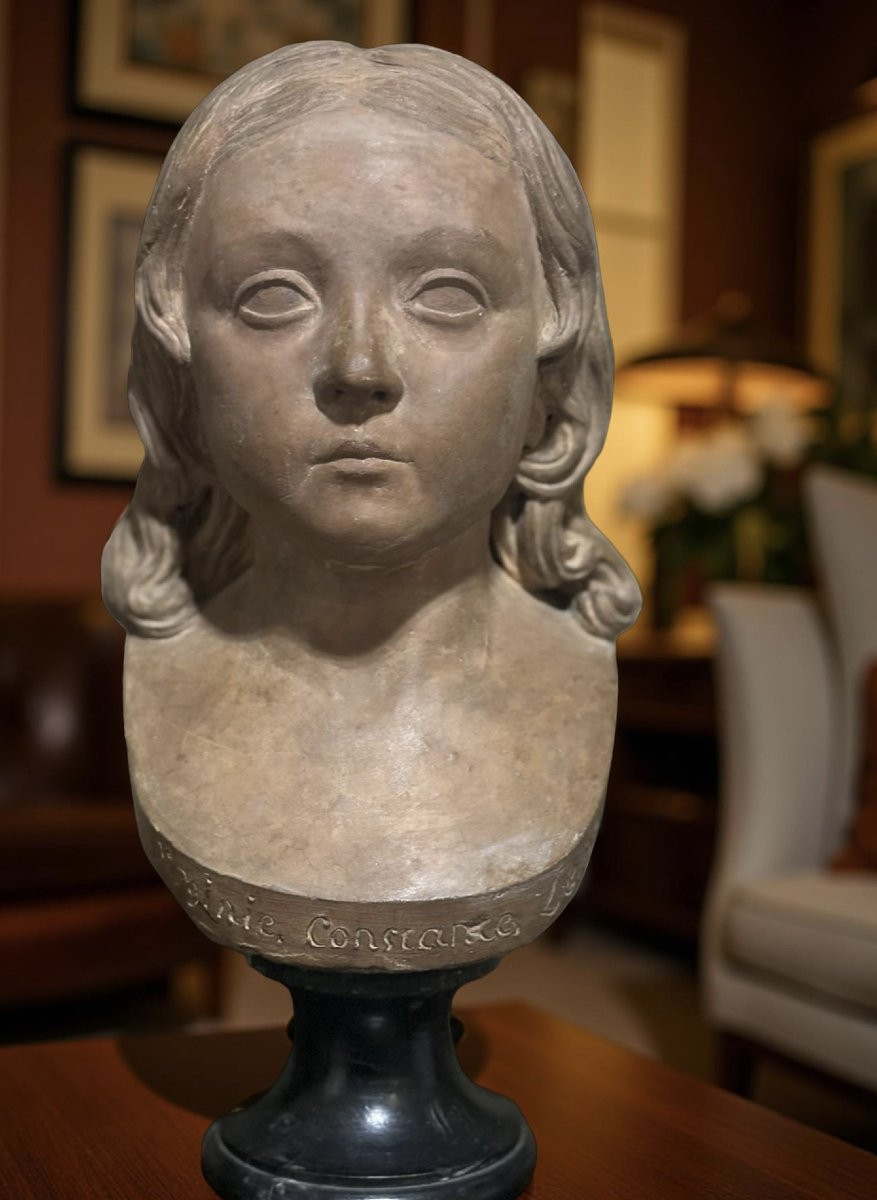 Busto Impero in Terracotta Ritratto di Bambina Virginie- Constance Lemercier-photo-7