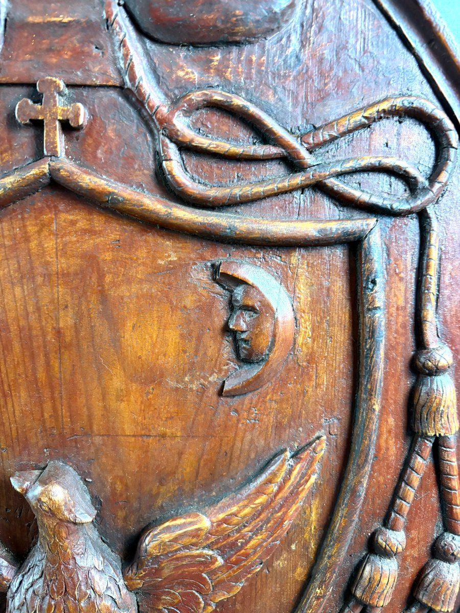 Stemma Gentilizio in Legno Scolpito XVIII secolo-photo-2