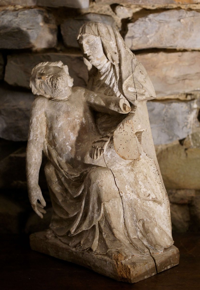Pietà Scultura in Legno di Tiglio Franco Borgognona fine XV secolo-photo-4