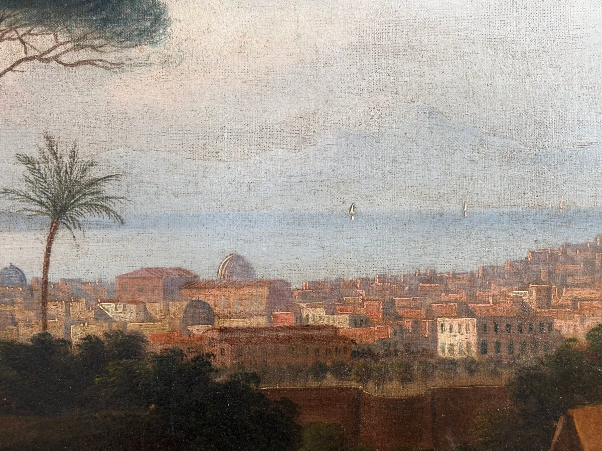 Coppia di Grandi Vedute del Golfo di Napoli Scuola di Posillipo Grand Tour circa 1840-photo-2