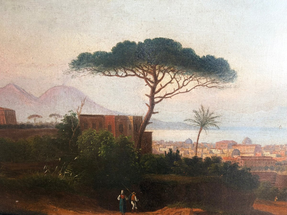Coppia di Grandi Vedute del Golfo di Napoli Scuola di Posillipo Grand Tour circa 1840-photo-3