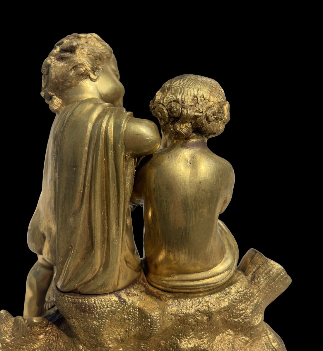 Gruppo in Bronzo Dorato Francese Putti fine del XIX secolo-photo-3