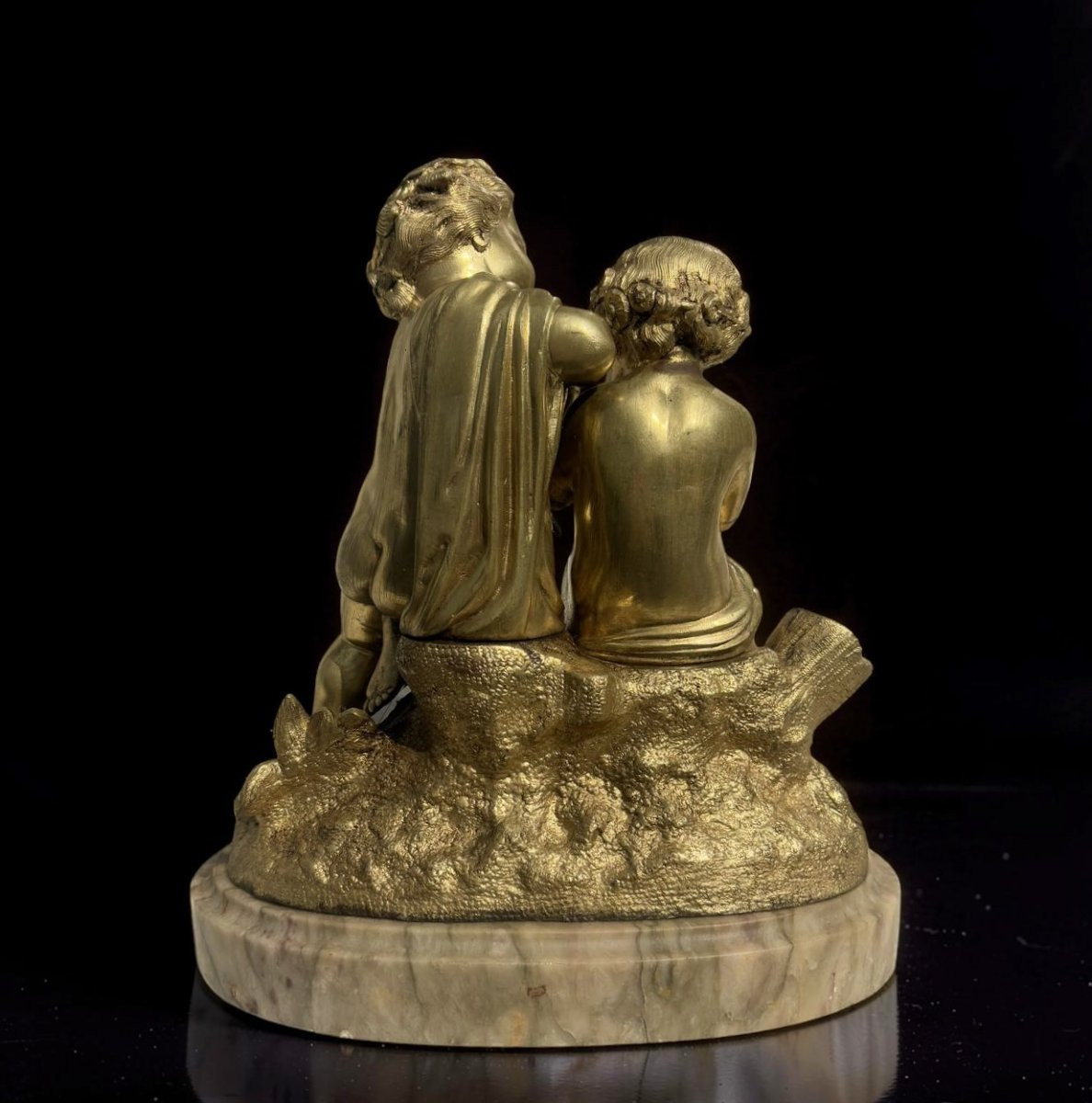 Gruppo in Bronzo Dorato Francese Putti fine del XIX secolo-photo-4