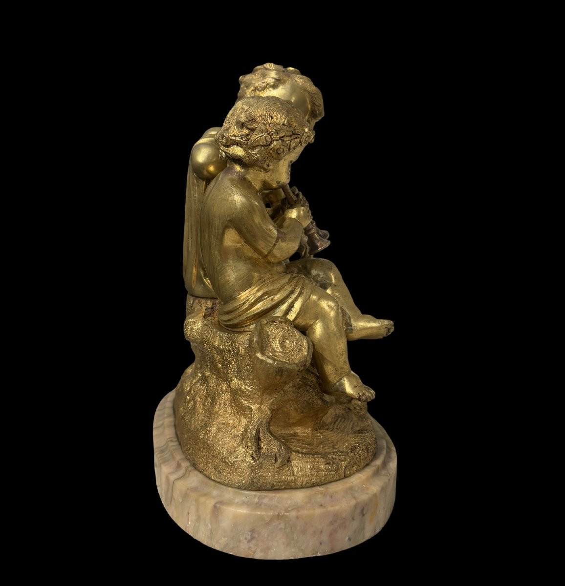 Gruppo in Bronzo Dorato Francese Putti fine del XIX secolo-photo-3