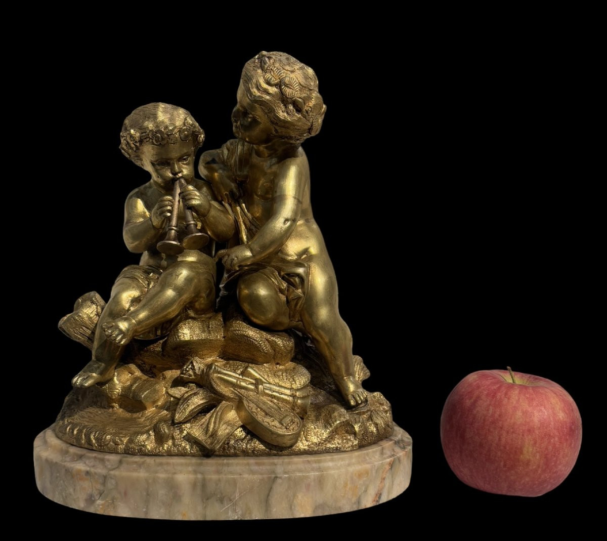 Gruppo in Bronzo Dorato Francese Putti fine del XIX secolo-photo-5