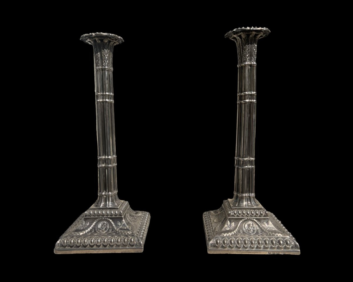 Coppia di Candelieri Georgiani in Argento Sterling Orlando Jackson Londra 1772-photo-3