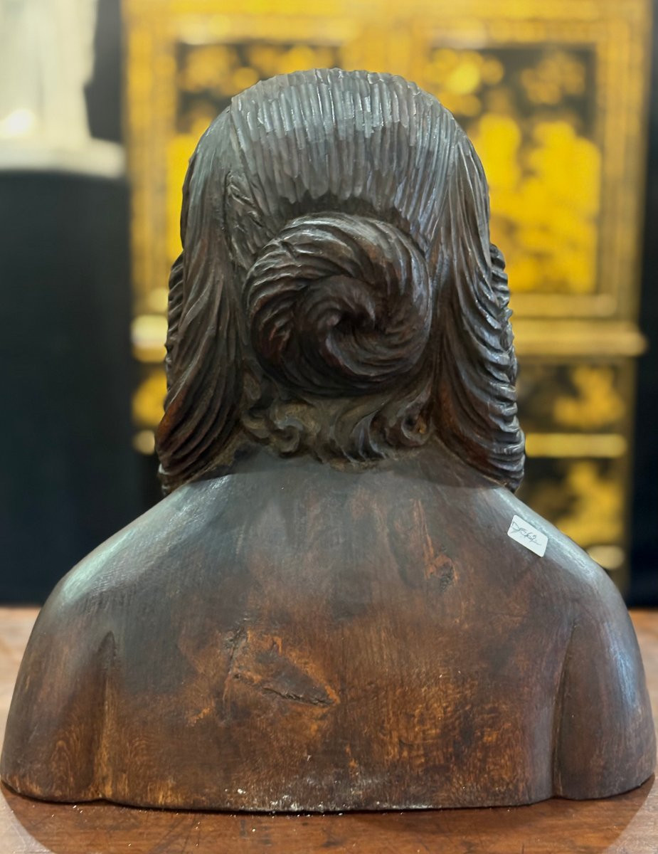 Busto di Dama in Legno di Tiglio Francia XVIII secolo-photo-1