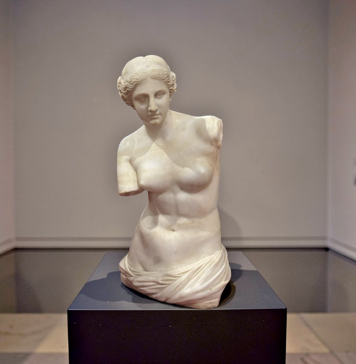 Grande Scultura Neoclassica Alabastro Torso di Venere Italia circa 1860-photo-2
