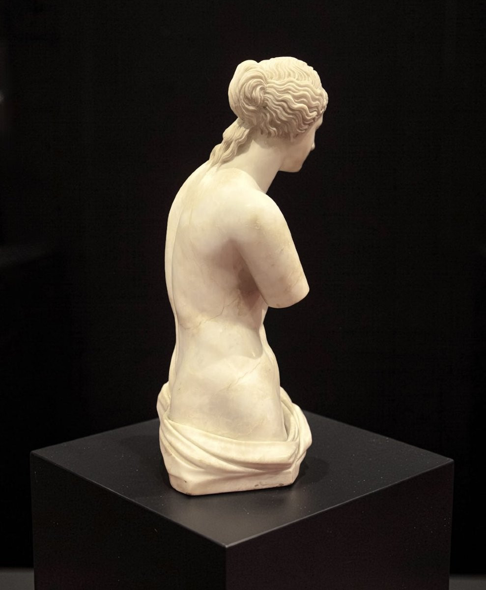 Grande Scultura Neoclassica Alabastro Torso di Venere Italia circa 1860-photo-4