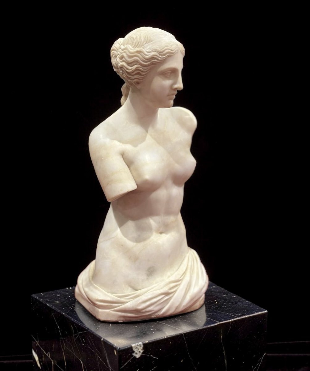 Grande Scultura Neoclassica Alabastro Torso di Venere Italia circa 1860-photo-1