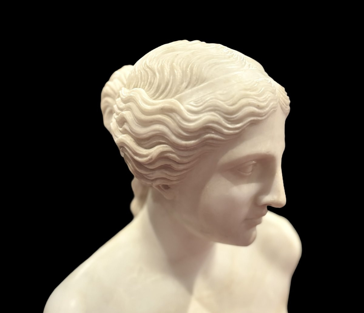 Grande Scultura Neoclassica Alabastro Torso di Venere Italia circa 1860-photo-5
