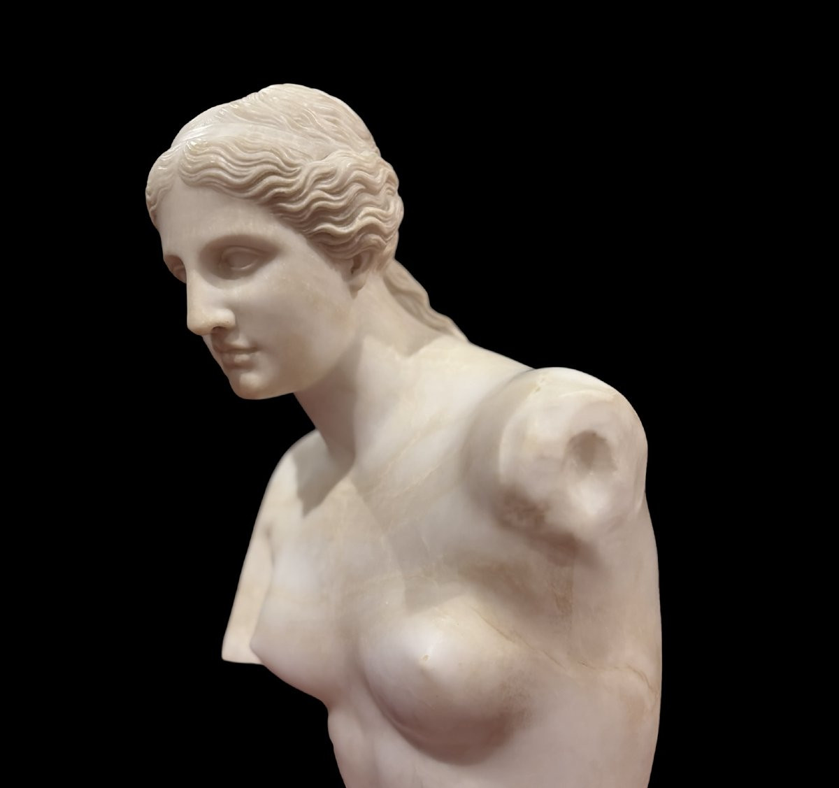 Grande Scultura Neoclassica Alabastro Torso di Venere Italia circa 1860-photo-6