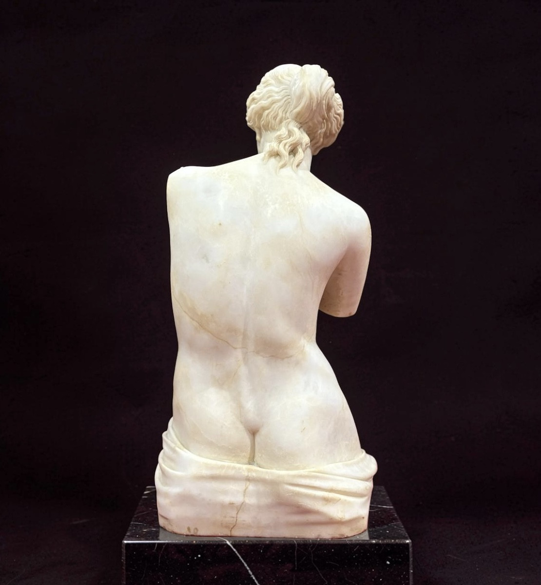 Grande Scultura Neoclassica Alabastro Torso di Venere Italia circa 1860-photo-8