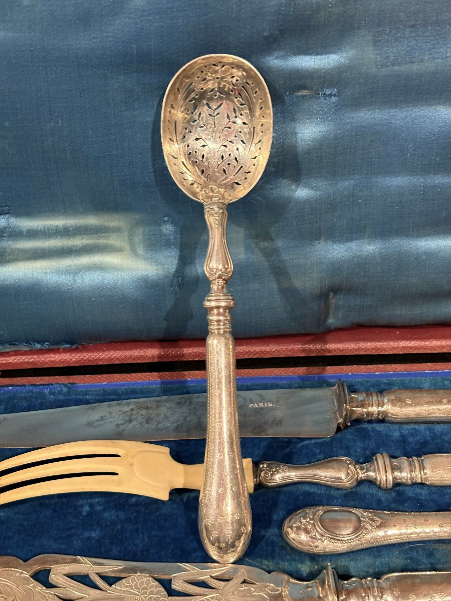 Servizio di Posate Napoleone III in Argento punzone Massat Frères e Minerva I titolo-photo-3