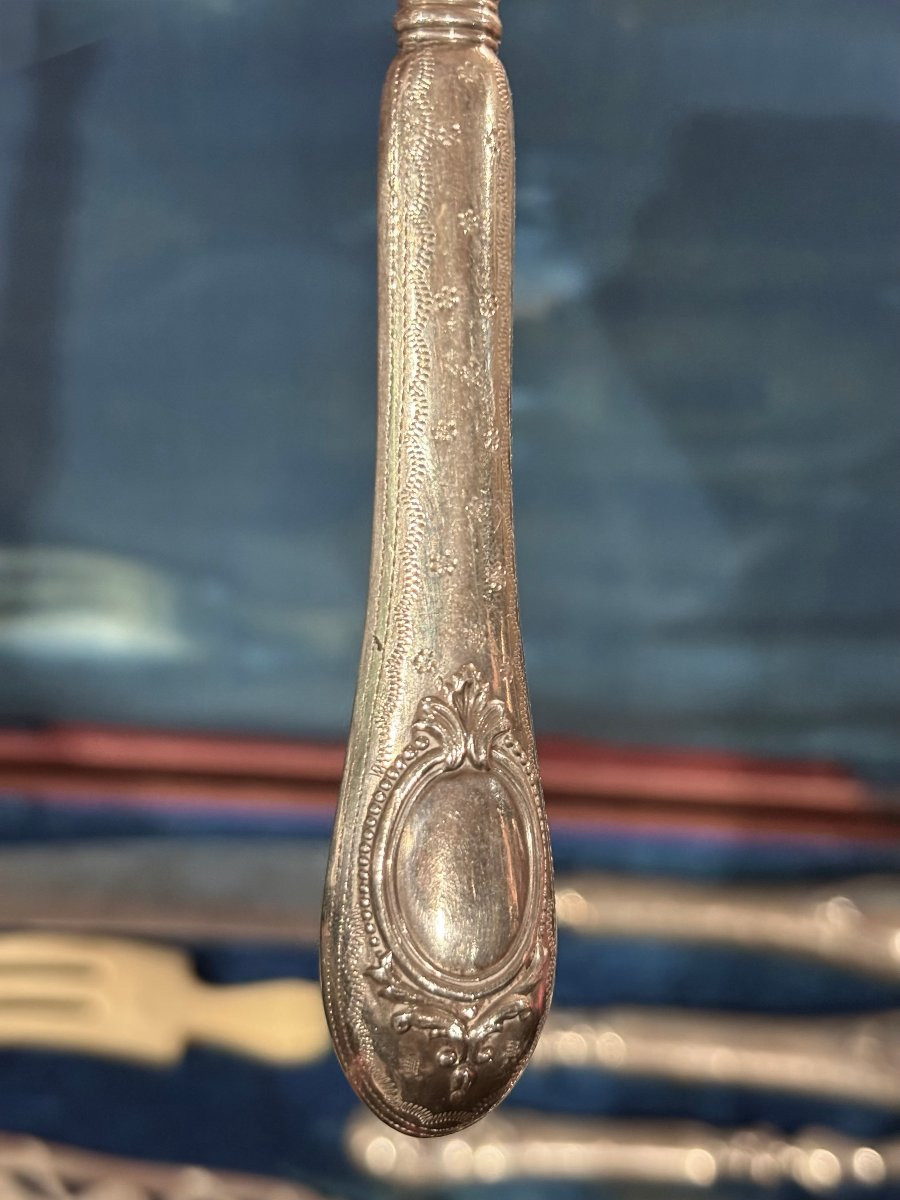 Servizio di Posate Napoleone III in Argento punzone Massat Frères e Minerva I titolo-photo-7