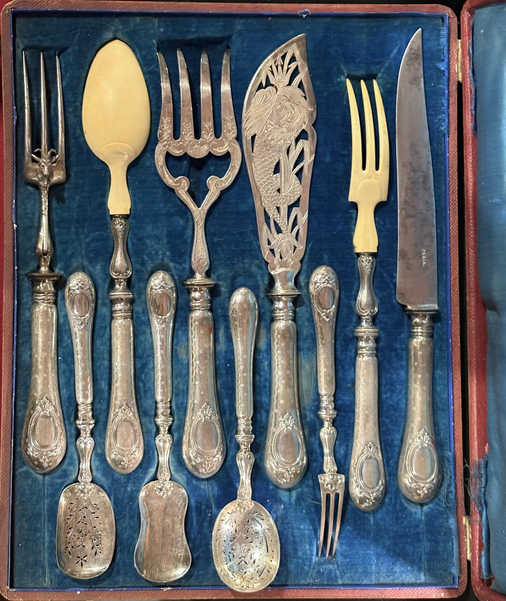 Servizio di Posate Napoleone III in Argento punzone Massat Frères e Minerva I titolo