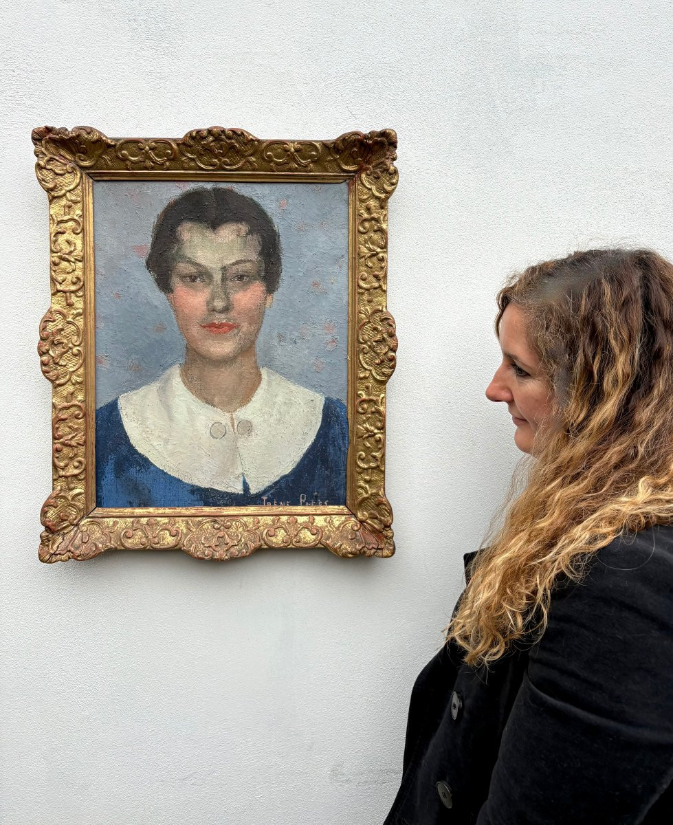 Irène Pagès Post-Impressionismo Ritratto di Ragazza Timbro del Salon-photo-2