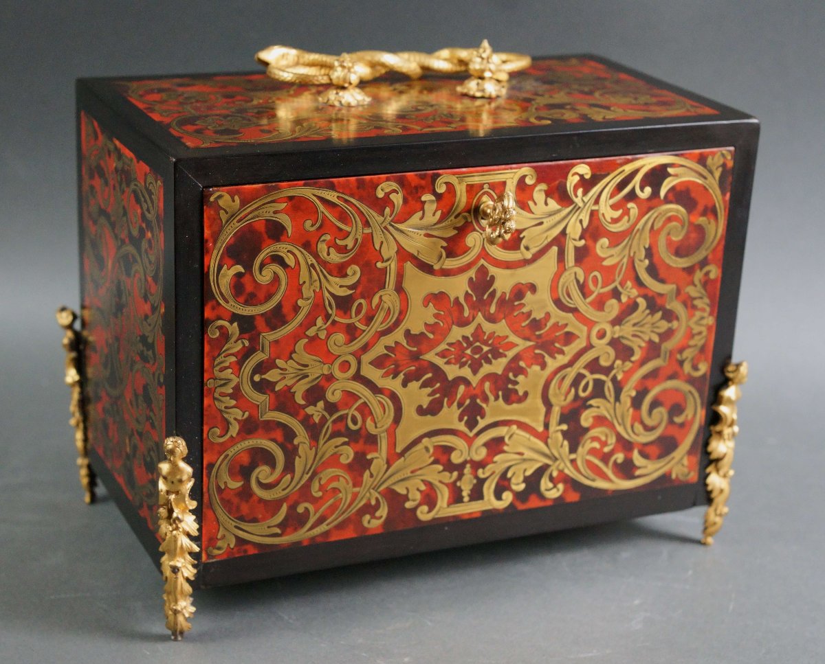 Monetiere in Marqueterie Boulle firmato "SUSSE Frères" epoca Napoleone III-photo-3