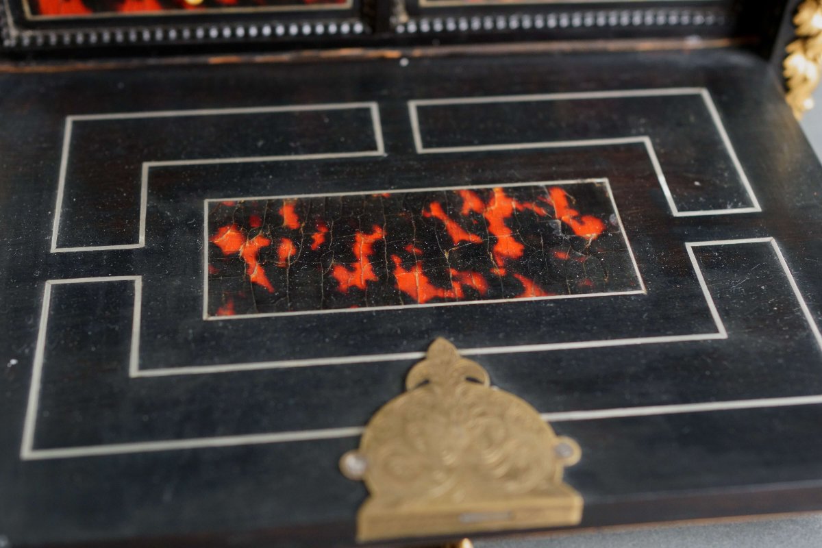 Monetiere in Marqueterie Boulle firmato "SUSSE Frères" epoca Napoleone III-photo-4