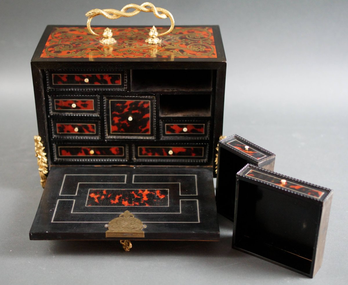 Monetiere in Marqueterie Boulle firmato "SUSSE Frères" epoca Napoleone III-photo-6