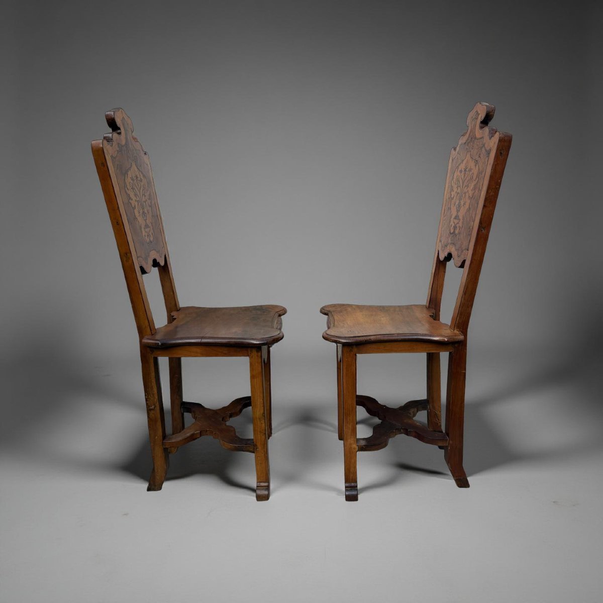 Rara coppia di Sedie Intarsiate, Veneto,  primo quarto del XVIII secolo-photo-1