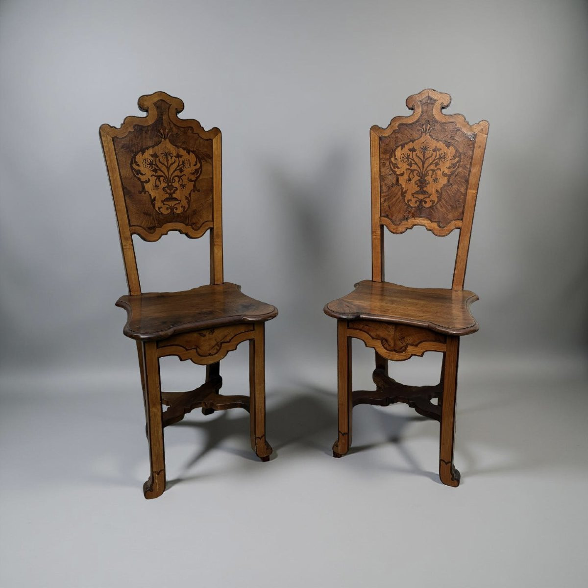 Rara coppia di Sedie Intarsiate, Veneto,  primo quarto del XVIII secolo-photo-5