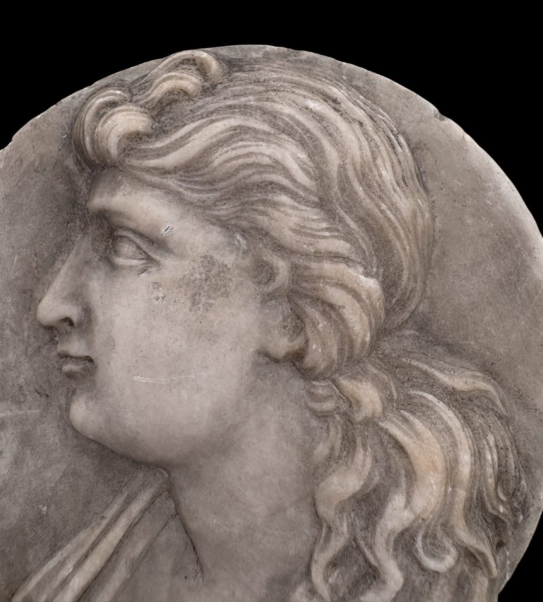 Medaglione in Marmo Neoclassico Profilo Grand Tour XVIII-photo-3