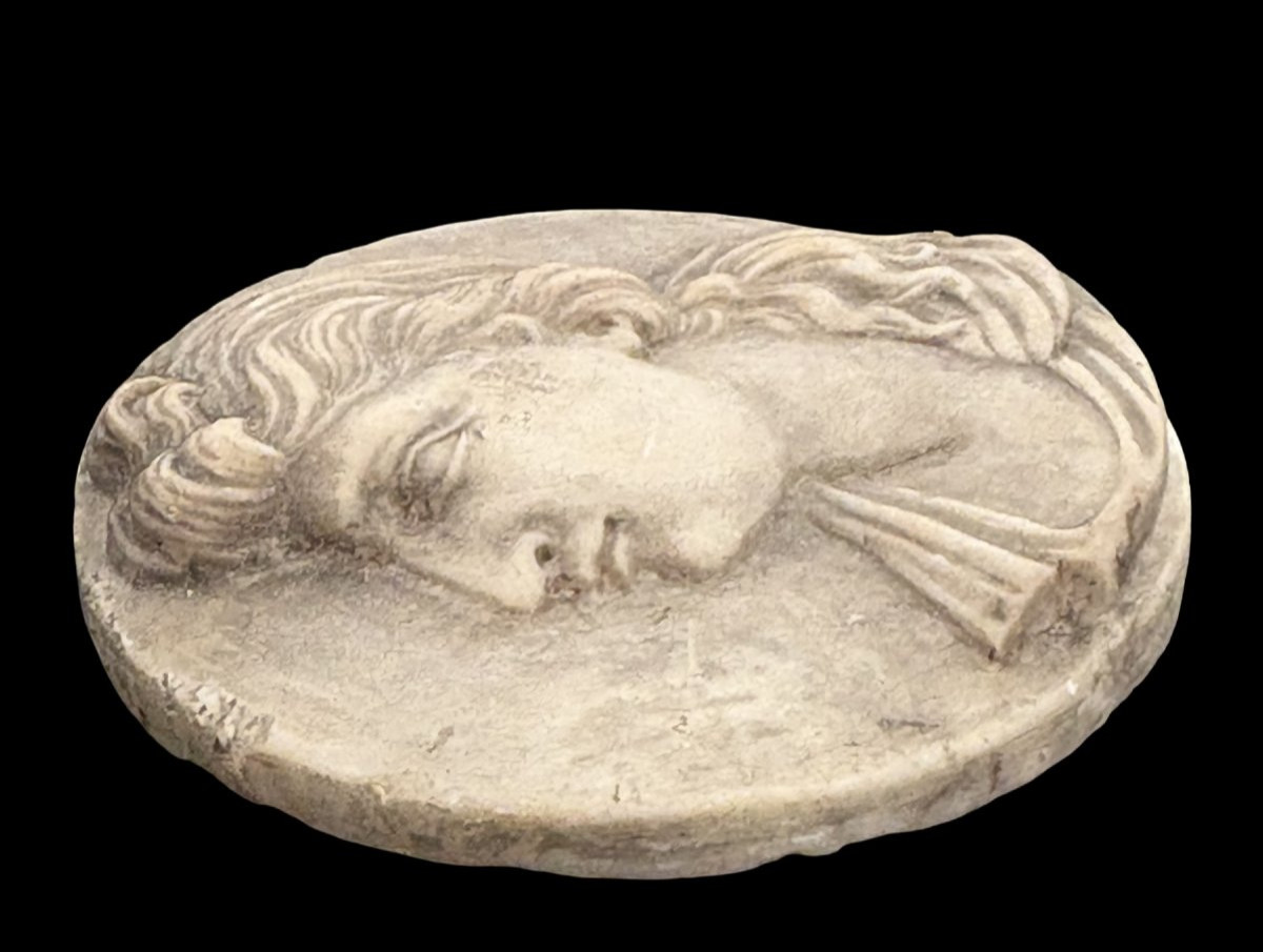 Medaglione in Marmo Neoclassico Profilo Grand Tour XVIII-photo-1