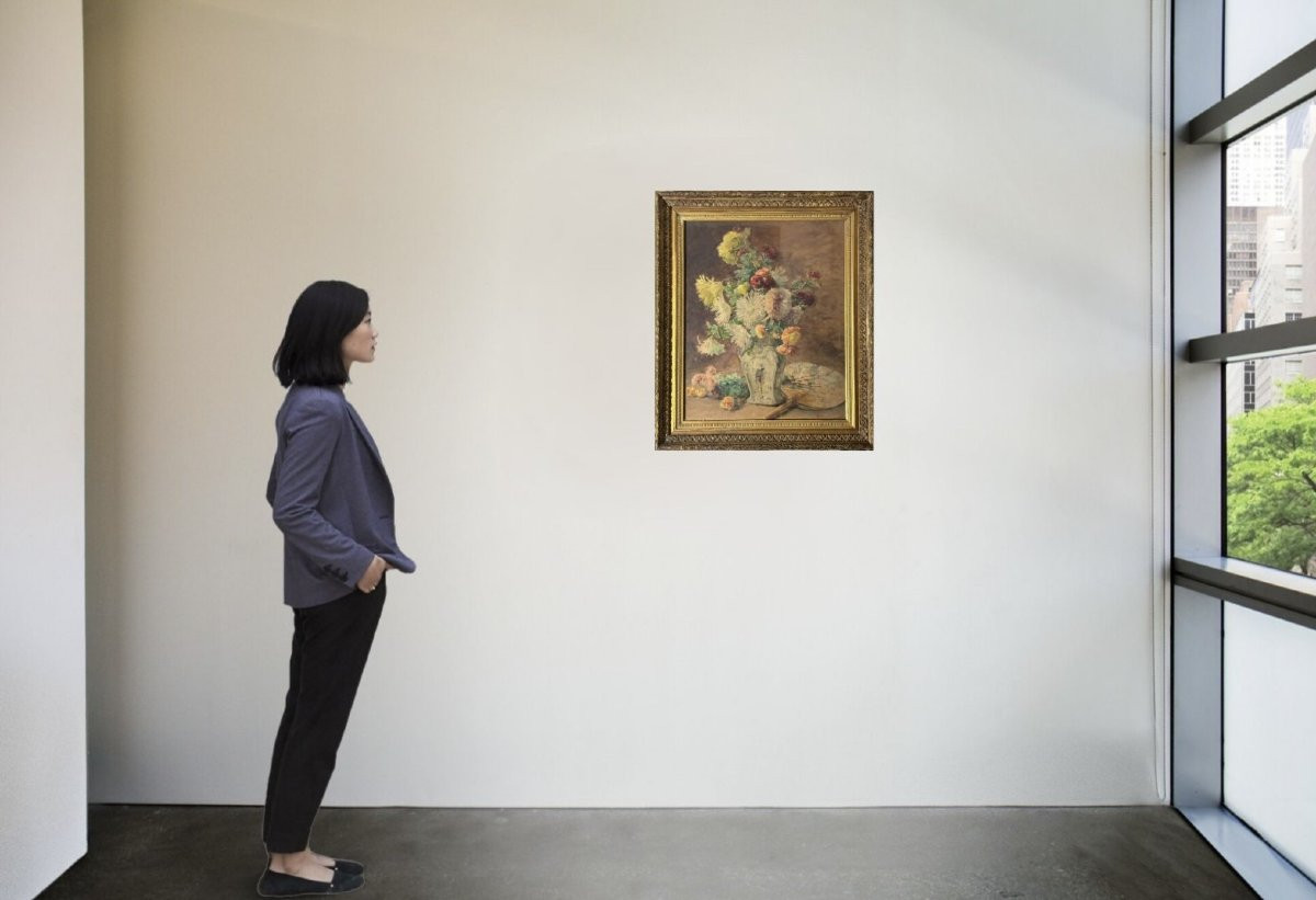 Henri Biva (1848-1929) "Natura morta con vaso cinese"-photo-7