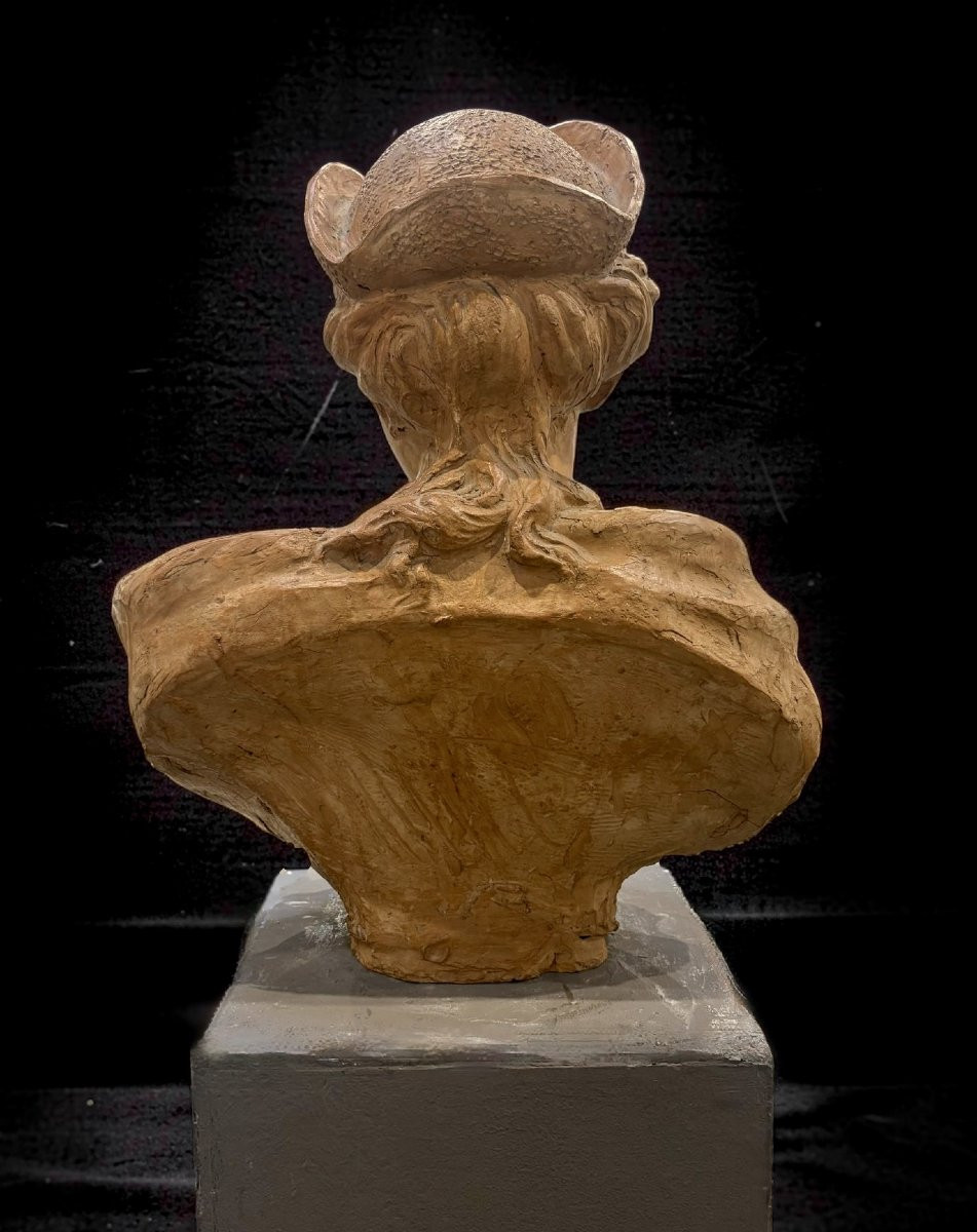 Busto in Terracotta Ritratto di Dama col Tricorno  XVIII secolo-photo-2