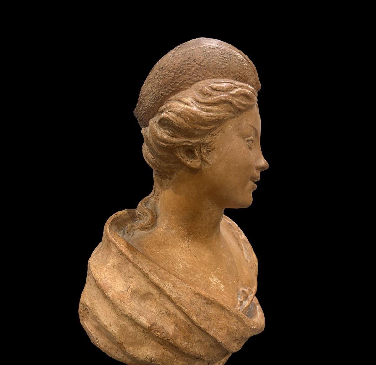 Busto in Terracotta Ritratto di Dama col Tricorno  XVIII secolo-photo-2