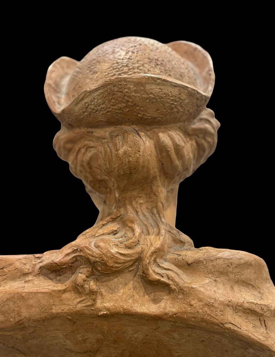 Busto in Terracotta Ritratto di Dama col Tricorno  XVIII secolo-photo-4