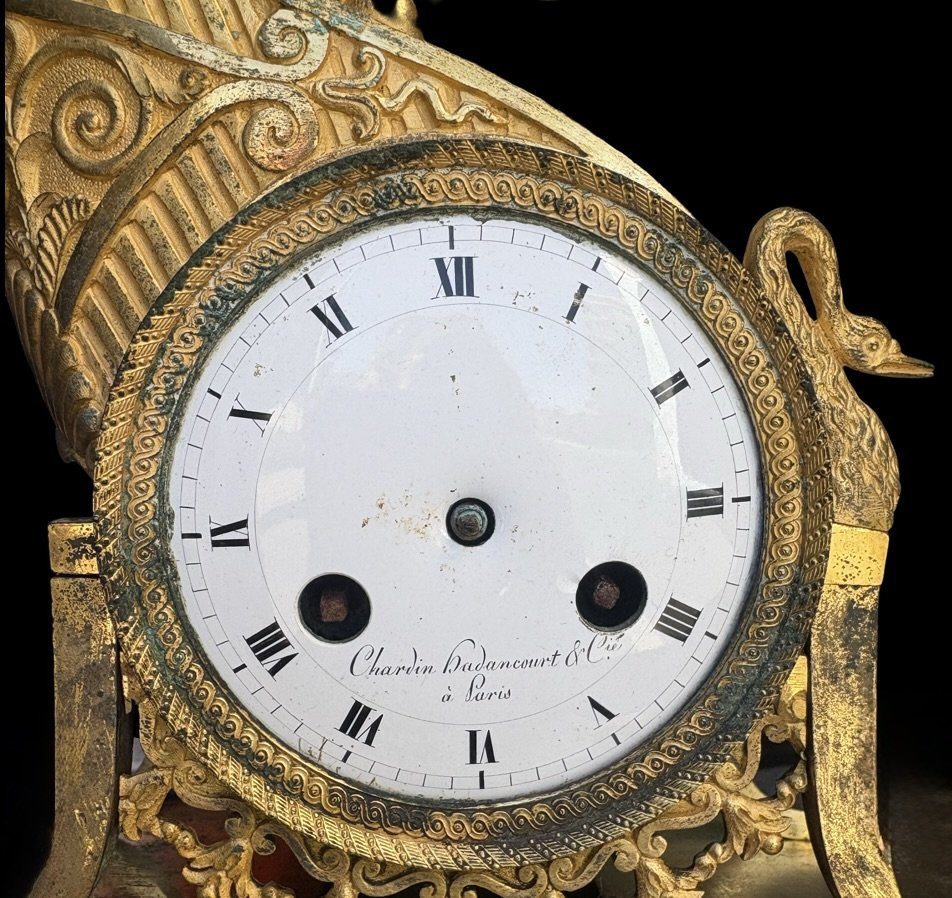 Orologio Impero in Bronzo Dorato a Ormolu "Il carro dell'Amore"-photo-2