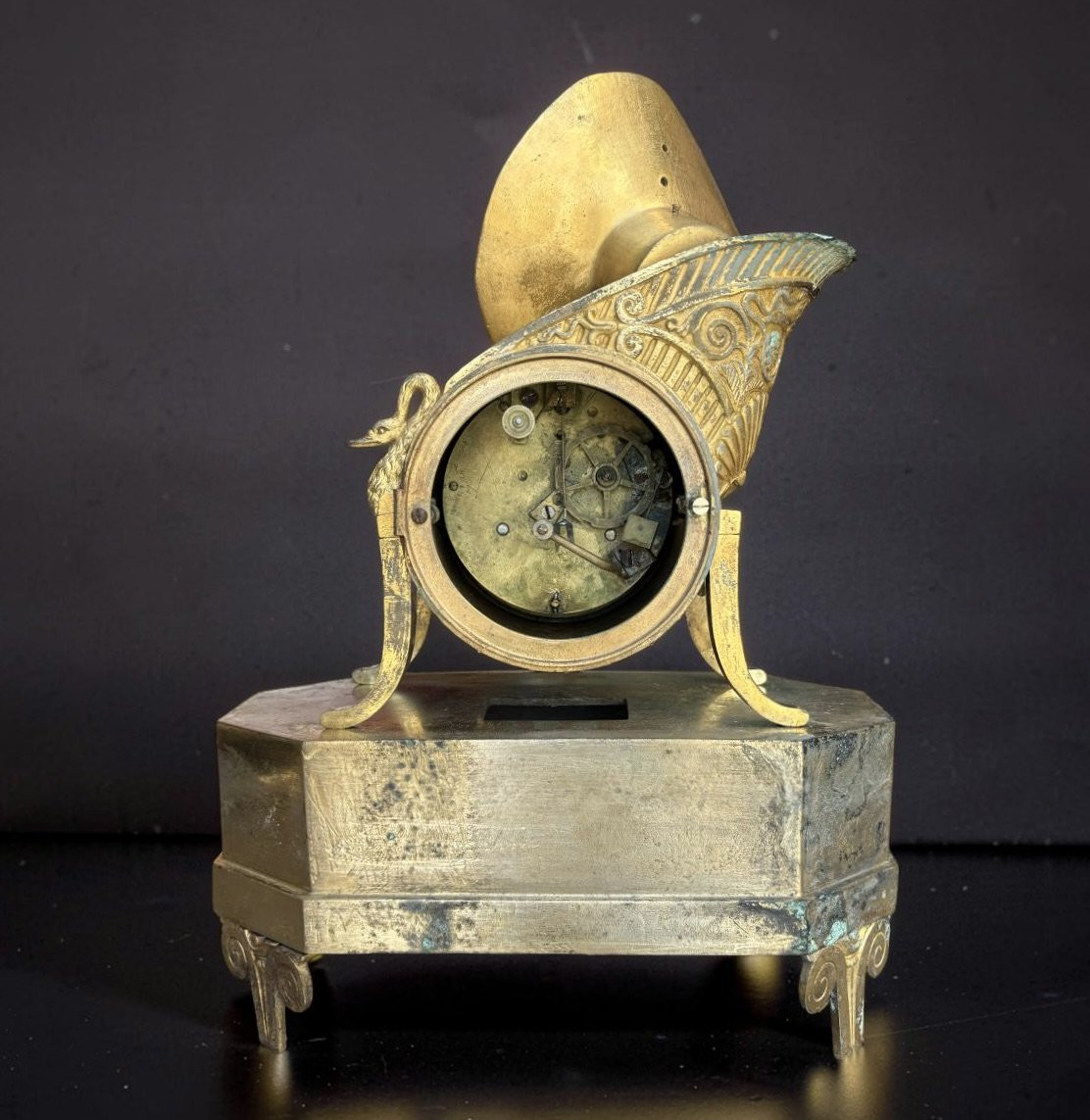 Orologio Impero in Bronzo Dorato a Ormolu "Il carro dell'Amore"-photo-4