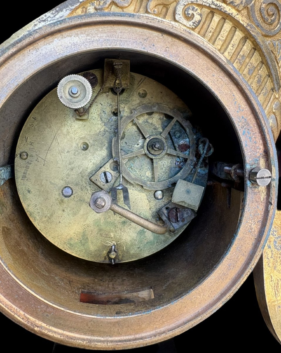 Orologio Impero in Bronzo Dorato a Ormolu "Il carro dell'Amore"-photo-5