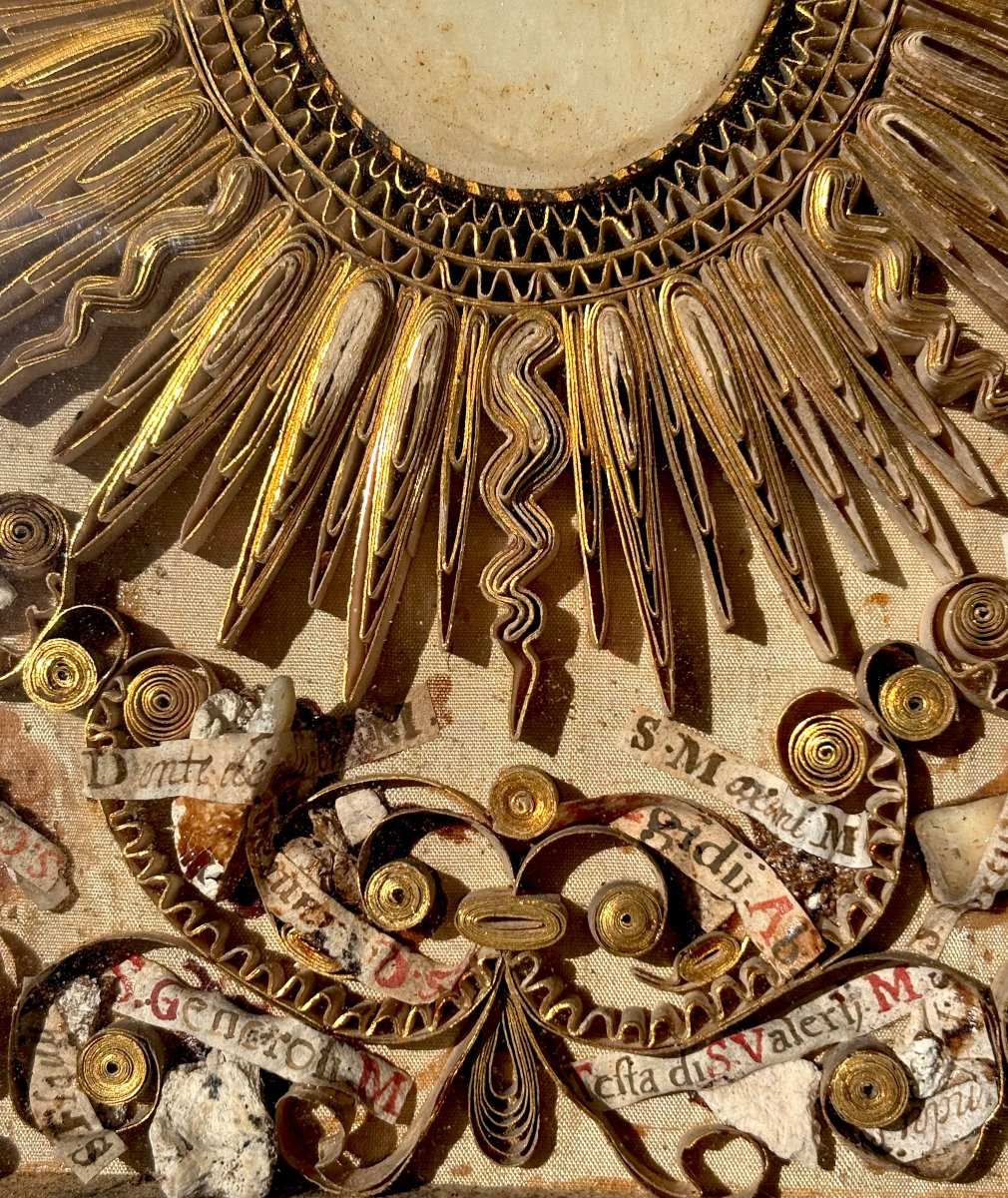 Grande Cornice Reliquiario XVIII secolo 42 Reliquie (Denti-Ossa)-photo-3